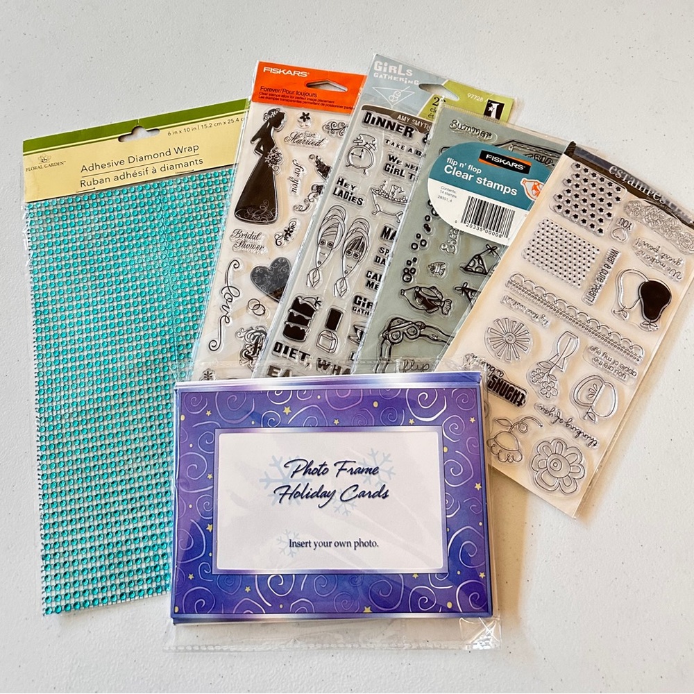 BUNDLE Crafting Stamp, Photo Frame Cards, Adhesive Diamond Wrap